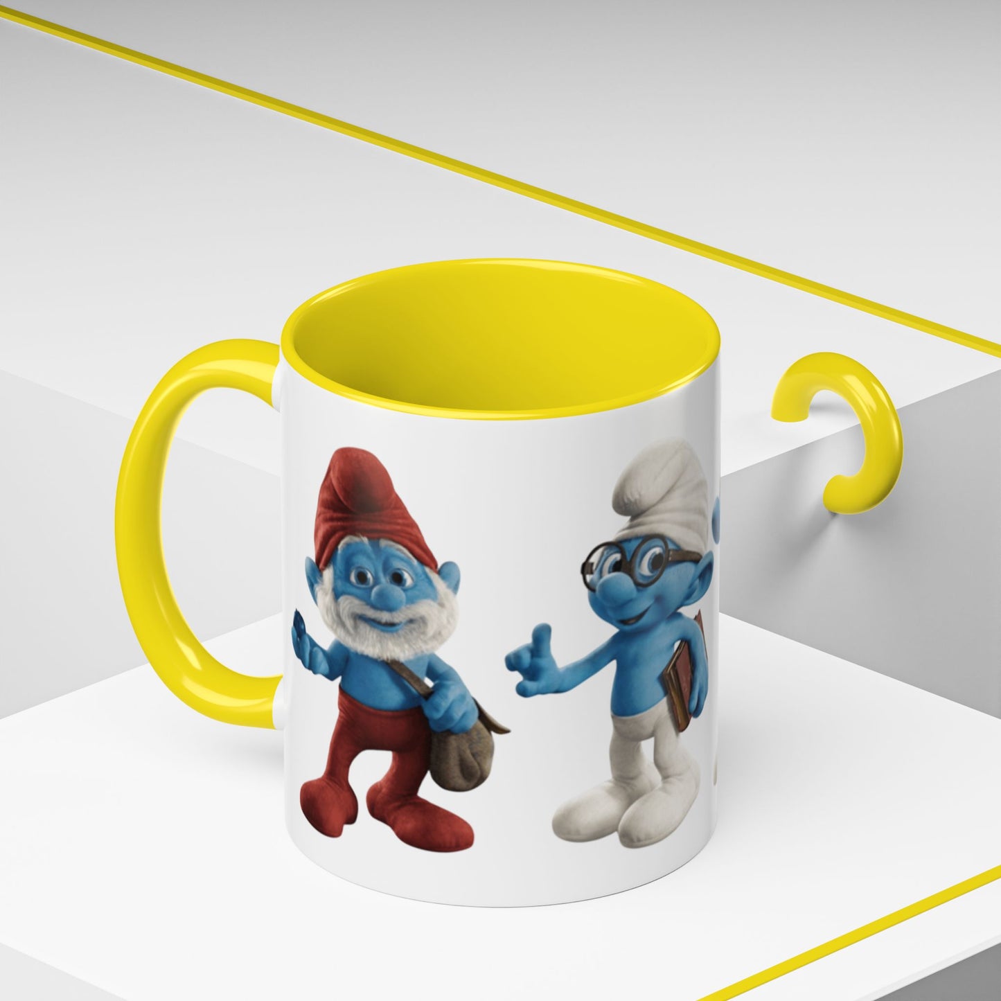 TAZZA PUFFI 3D - Smurf Characters Accent Coffee Mug (11/15oz) — Blue Cartoon Family Coffee Cup