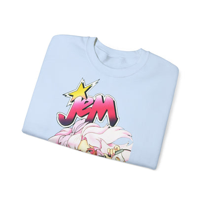 FELPA Jem & The Holograms Graphic Sweatshirt – Retro 80s Pink Cartoon Crewneck