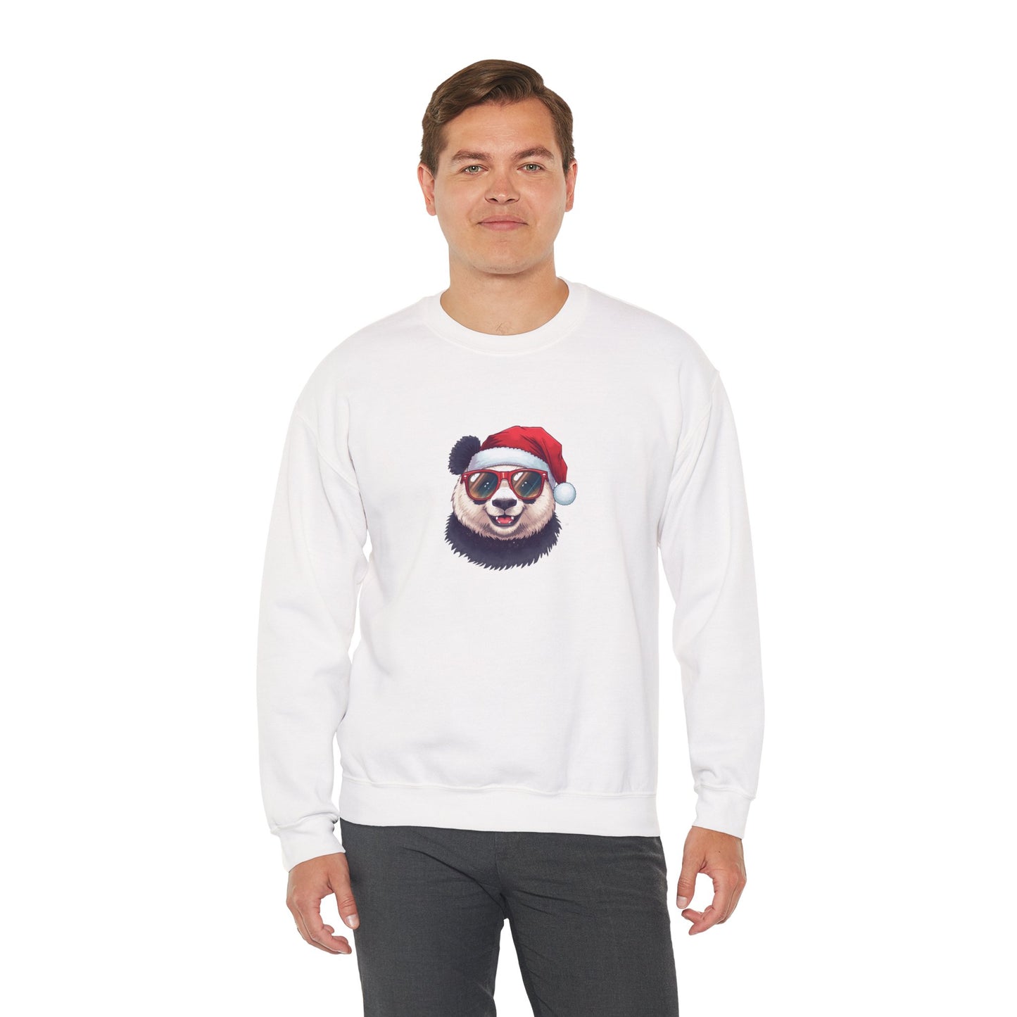 Felpa con buffo Panda natalizio Unisex | Regalo di Natale, Abbigliamento per le feste, Capi essenziali comodi, Girocollo unisex, Felpa carina
