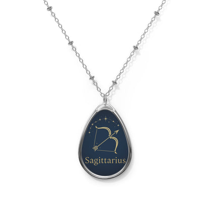 Collana Sagittarius Zodiac Oval Necklace - Personalized Astrology Jewelry