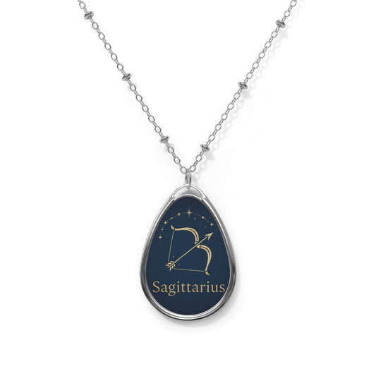 Collana Sagittarius Zodiac Oval Necklace - Personalized Astrology Jewelry