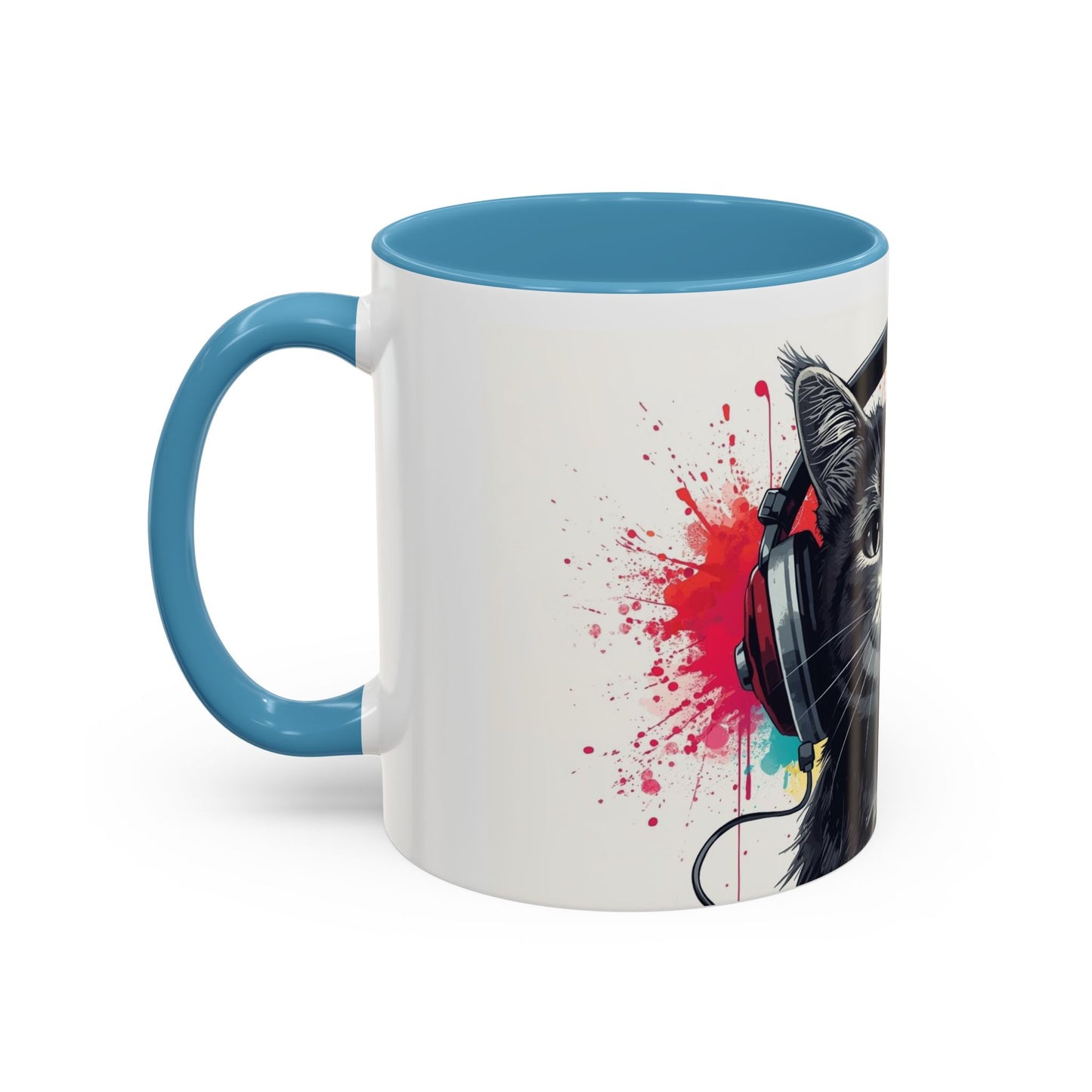 TAZZA Coffee Mug — Colorful Music Kitty Accent Mug (11/15oz)
