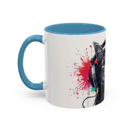 TAZZA Coffee Mug — Colorful Music Kitty Accent Mug (11/15oz)