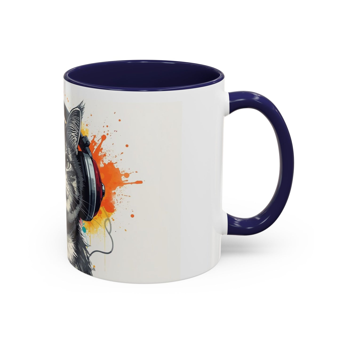 TAZZA Coffee Mug — Colorful Music Kitty Accent Mug (11/15oz)