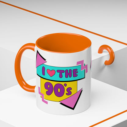 Tazza "I Love The 90s" Accent Coffee Mug — Retro 90s Nostalgia Ceramic Mug