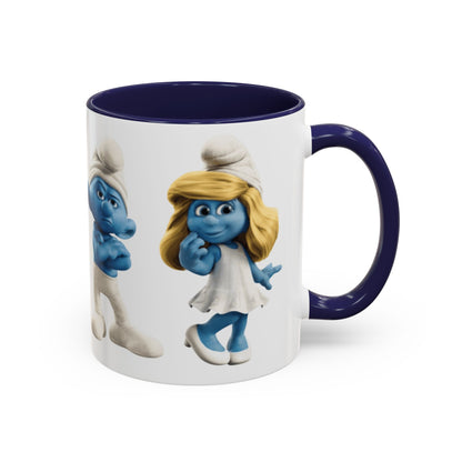 TAZZA PUFFI 3D - Smurf Characters Accent Coffee Mug (11/15oz) — Blue Cartoon Family Coffee Cup