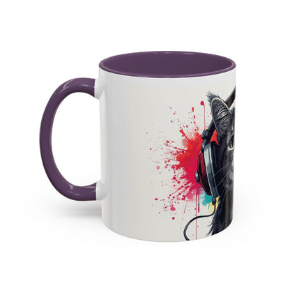 TAZZA Coffee Mug — Colorful Music Kitty Accent Mug (11/15oz)