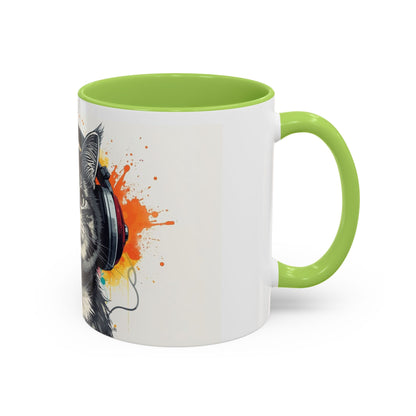 TAZZA Coffee Mug — Colorful Music Kitty Accent Mug (11/15oz)