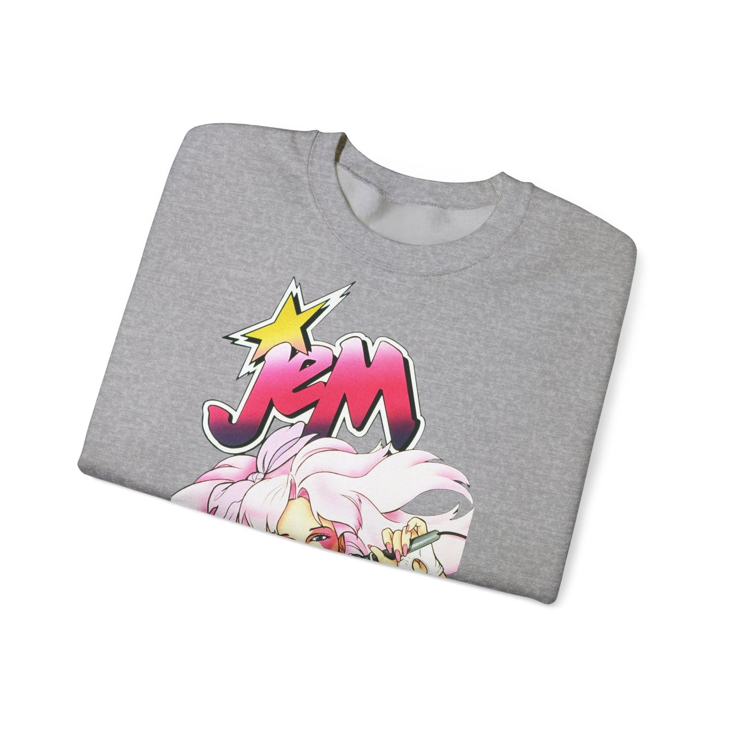 FELPA Jem & The Holograms Graphic Sweatshirt – Retro 80s Pink Cartoon Crewneck