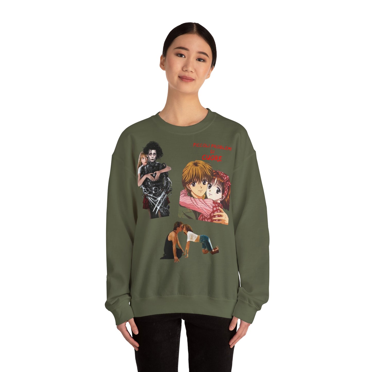 Felpa Unisex anni 90 Anime Collage Crewneck Sweatshirt — Retro Romance & Gothic Art Graphic