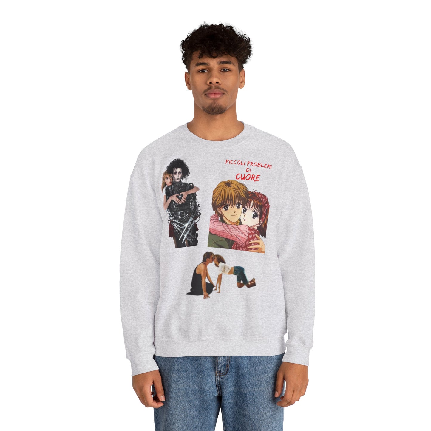 Felpa Unisex anni 90 Anime Collage Crewneck Sweatshirt — Retro Romance & Gothic Art Graphic