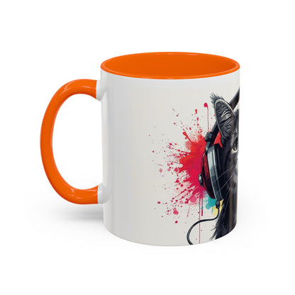 TAZZA Coffee Mug — Colorful Music Kitty Accent Mug (11/15oz)