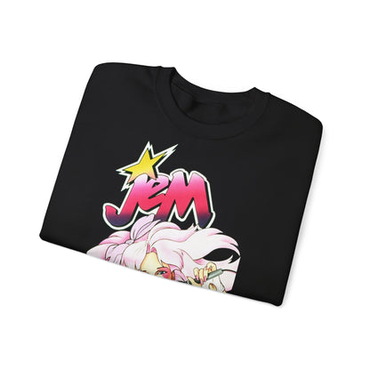FELPA Jem & The Holograms Graphic Sweatshirt – Retro 80s Pink Cartoon Crewneck