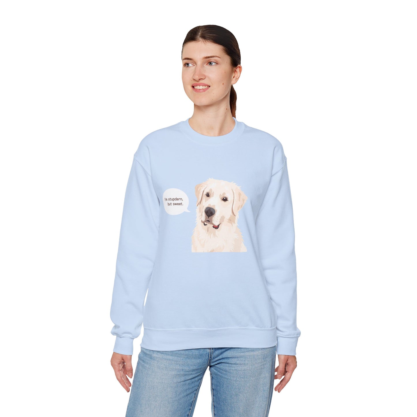 FELPA GIROCOLLO - SONO TESTARDO MA DOLCE Cute Dog Quote Crewneck Sweatshirt