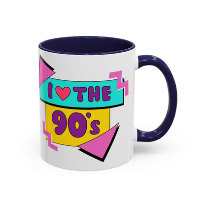 Tazza "I Love The 90s" Accent Coffee Mug — Retro 90s Nostalgia Ceramic Mug