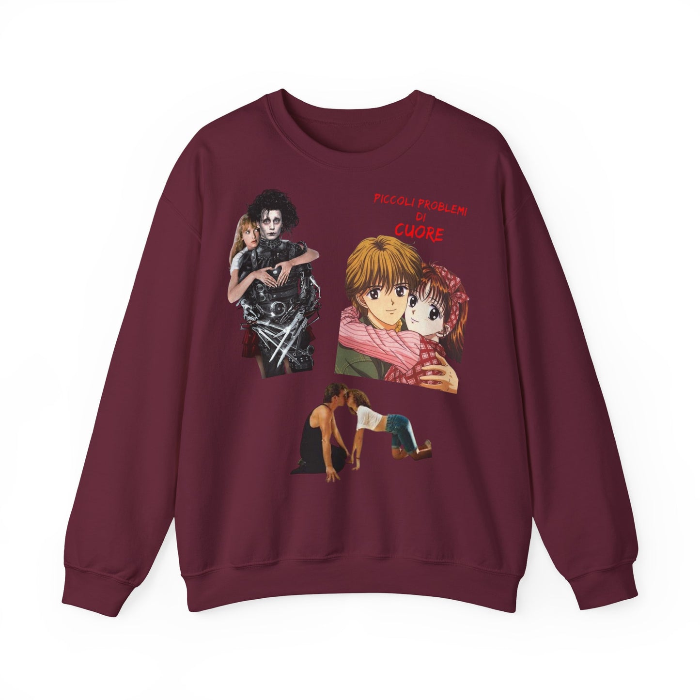 Felpa Unisex anni 90 Anime Collage Crewneck Sweatshirt — Retro Romance & Gothic Art Graphic