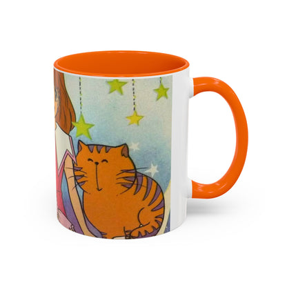 Tazza Kiss me Licia-Kawaii Girl & Cat Accent Coffee Mug – Cute Anime Retro Illustration (11/15oz)