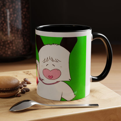 Spank tenero ribacuori Tazza — Whimsical Girl & Bunny Accent Coffee Mug