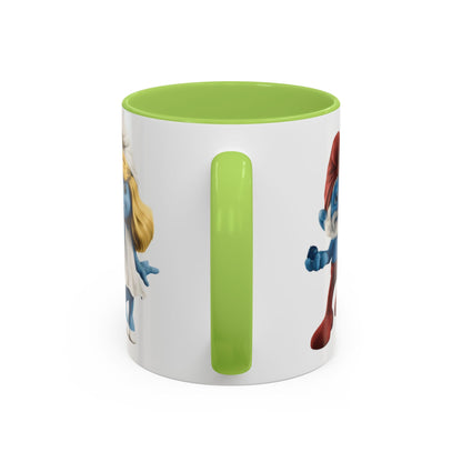 TAZZA PUFFI 3D - Smurf Characters Accent Coffee Mug (11/15oz) — Blue Cartoon Family Coffee Cup