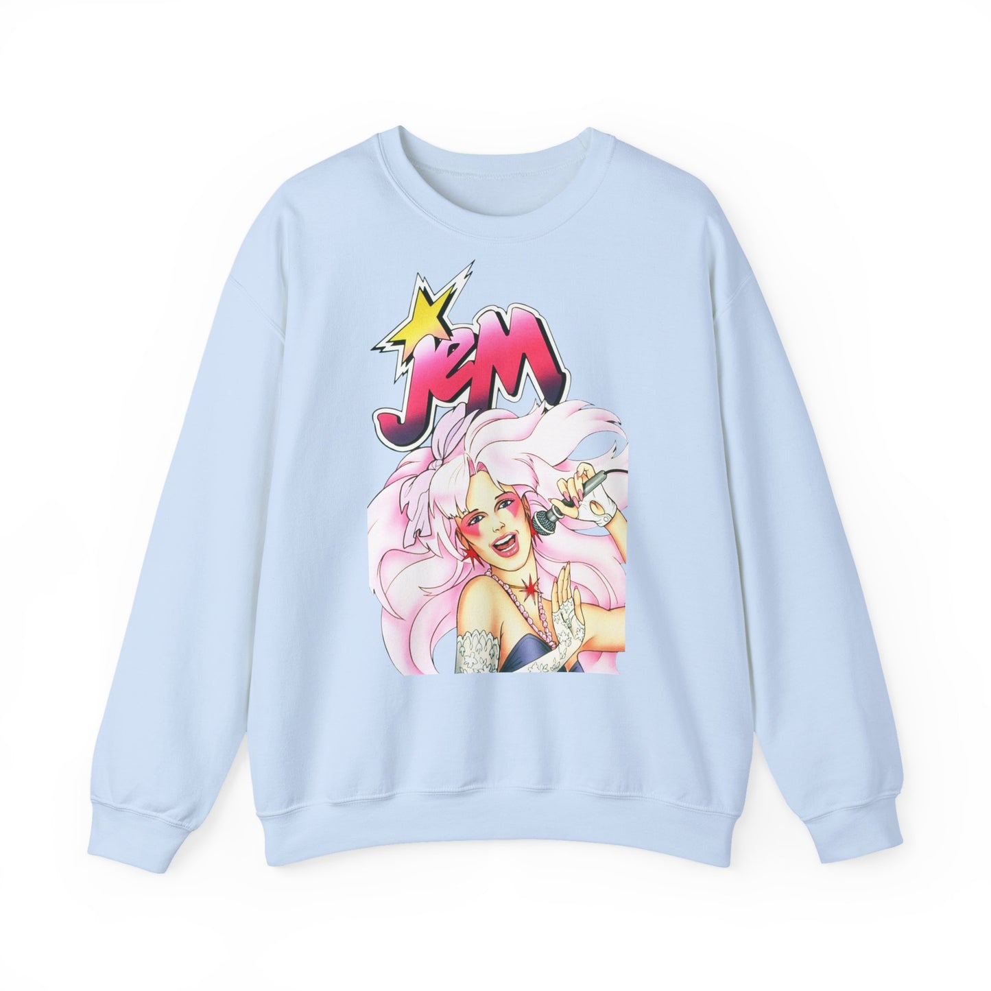 FELPA Jem & The Holograms Graphic Sweatshirt – Retro 80s Pink Cartoon Crewneck