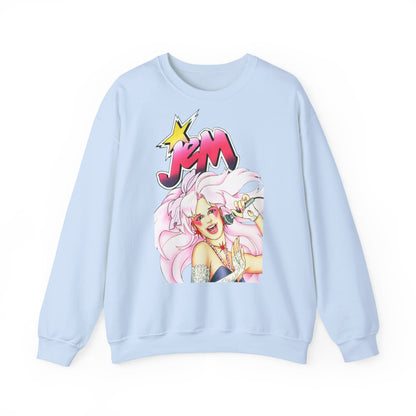 FELPA Jem & The Holograms Graphic Sweatshirt – Retro 80s Pink Cartoon Crewneck