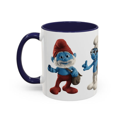 TAZZA PUFFI 3D - Smurf Characters Accent Coffee Mug (11/15oz) — Blue Cartoon Family Coffee Cup