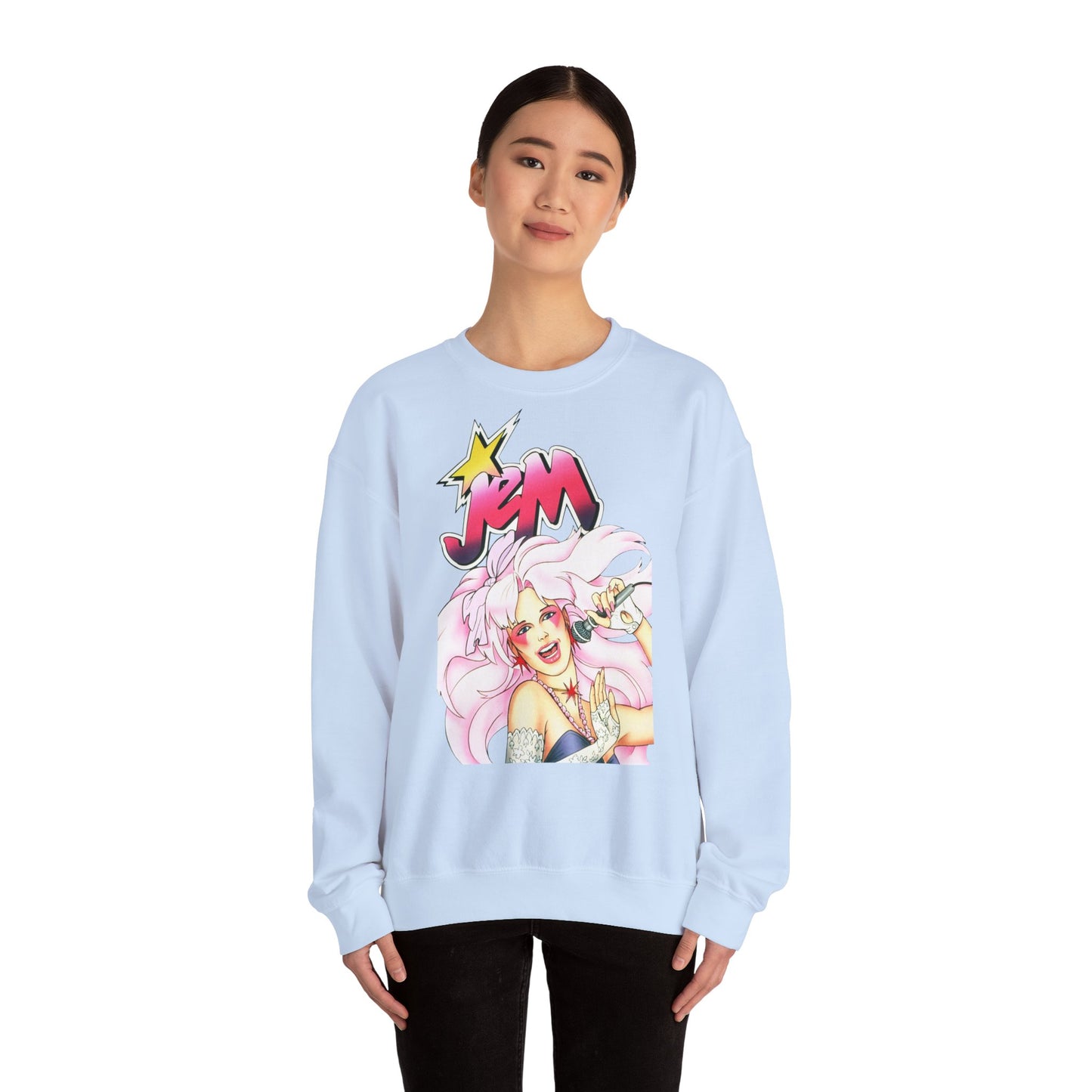 FELPA Jem & The Holograms Graphic Sweatshirt – Retro 80s Pink Cartoon Crewneck