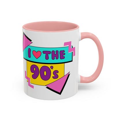 Tazza "I Love The 90s" Accent Coffee Mug — Retro 90s Nostalgia Ceramic Mug