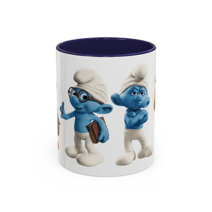 TAZZA PUFFI 3D - Smurf Characters Accent Coffee Mug (11/15oz) — Blue Cartoon Family Coffee Cup