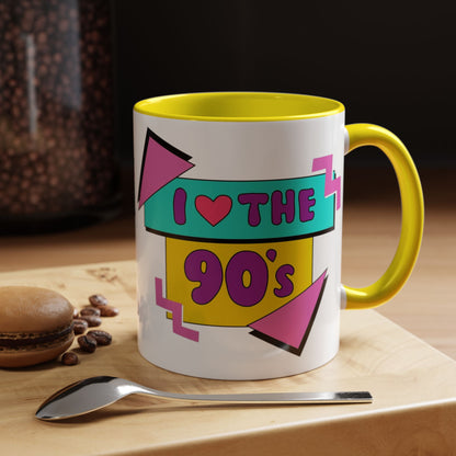 Tazza "I Love The 90s" Accent Coffee Mug — Retro 90s Nostalgia Ceramic Mug
