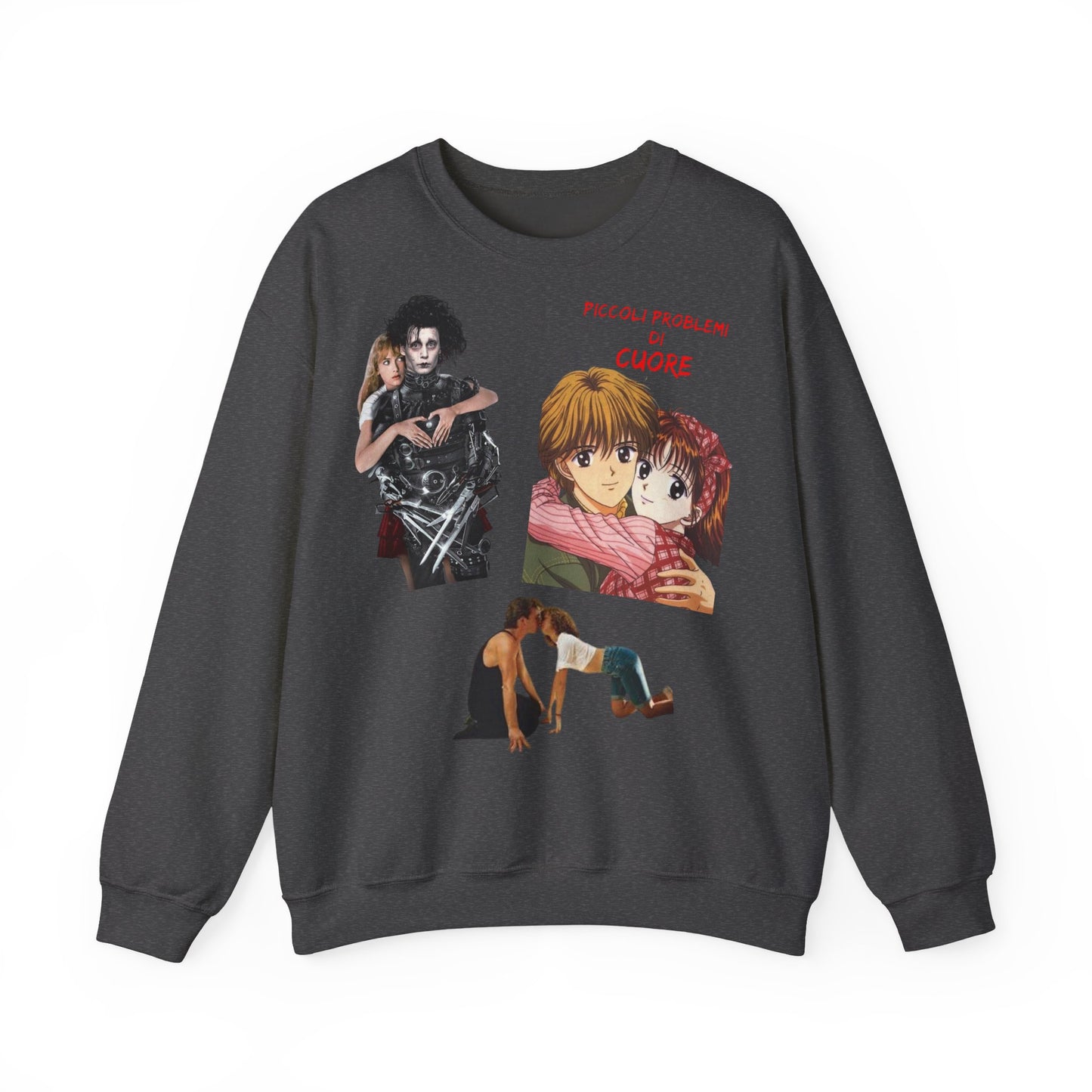 Felpa Unisex anni 90 Anime Collage Crewneck Sweatshirt — Retro Romance & Gothic Art Graphic