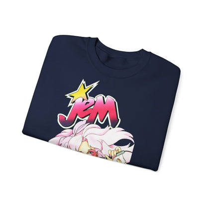 FELPA Jem & The Holograms Graphic Sweatshirt – Retro 80s Pink Cartoon Crewneck