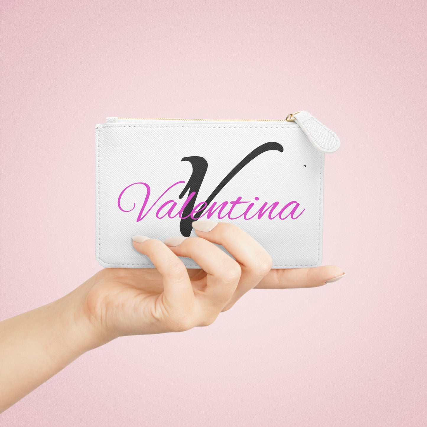 MINI BAG PERSONALIZZATA Mini Clutch — 'Valentina' Script Initial V Cosmetic Bag