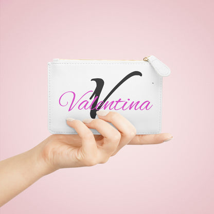MINI BAG PERSONALIZZATA Mini Clutch — 'Valentina' Script Initial V Cosmetic Bag