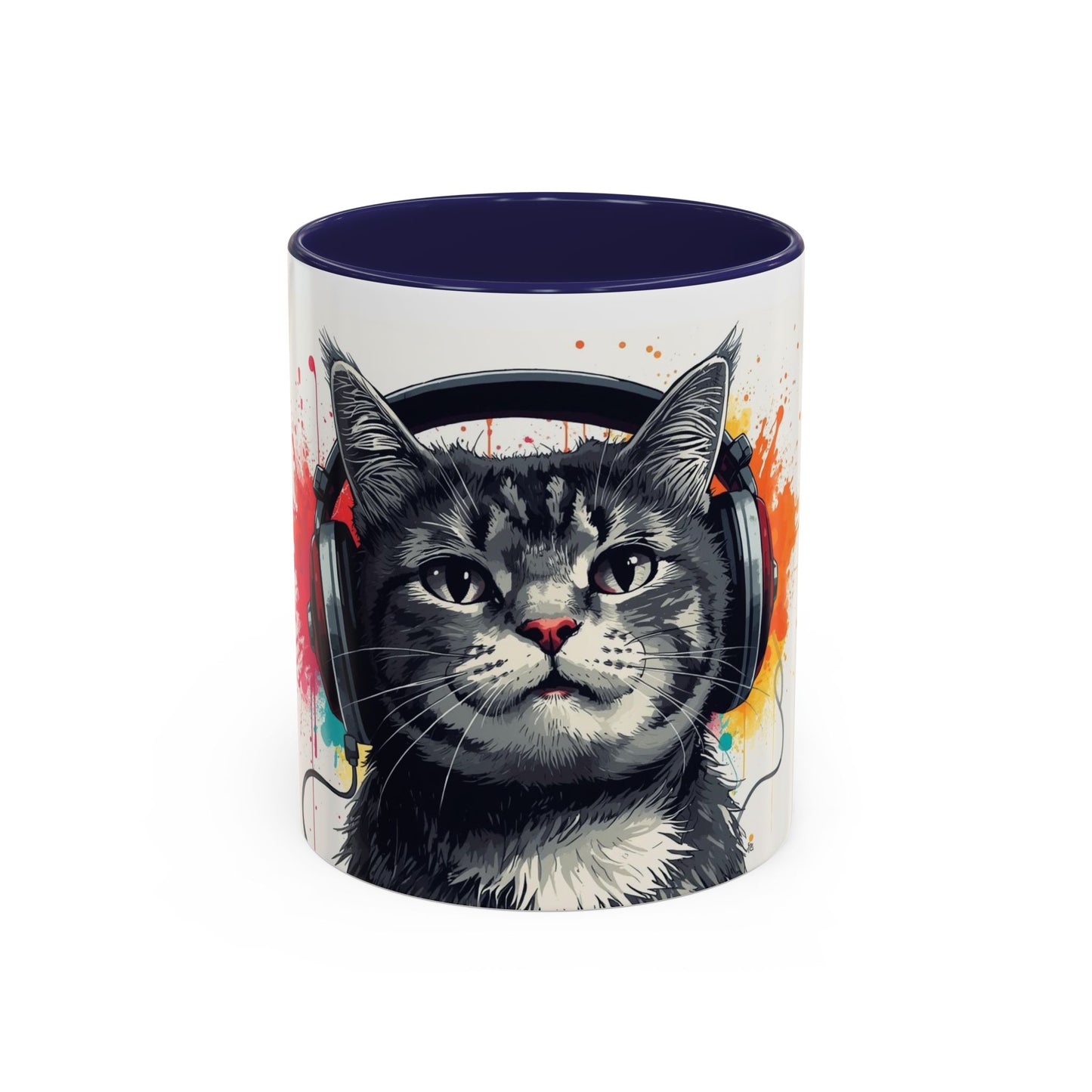 TAZZA Coffee Mug — Colorful Music Kitty Accent Mug (11/15oz)