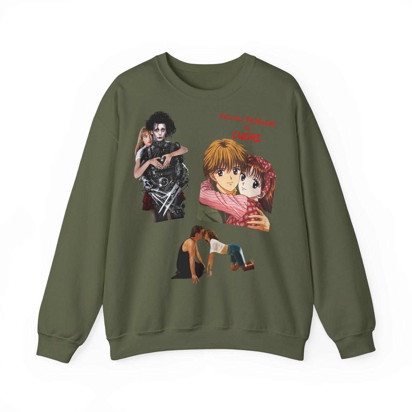Felpa Unisex anni 90 Anime Collage Crewneck Sweatshirt — Retro Romance & Gothic Art Graphic