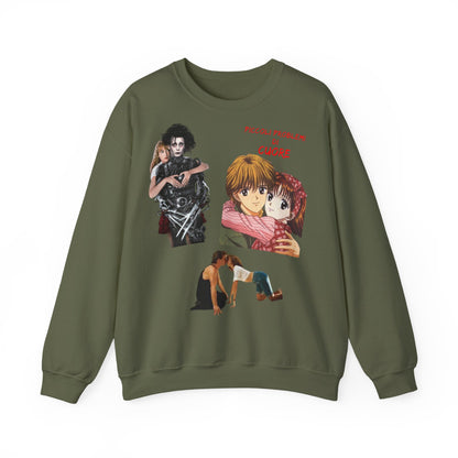 Felpa Unisex anni 90 Anime Collage Crewneck Sweatshirt — Retro Romance & Gothic Art Graphic