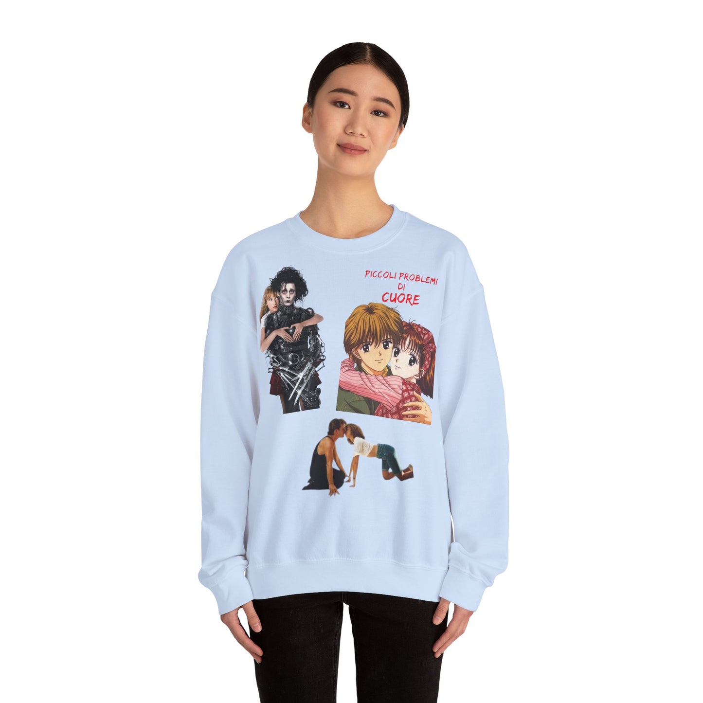 Felpa Unisex anni 90 Anime Collage Crewneck Sweatshirt — Retro Romance & Gothic Art Graphic