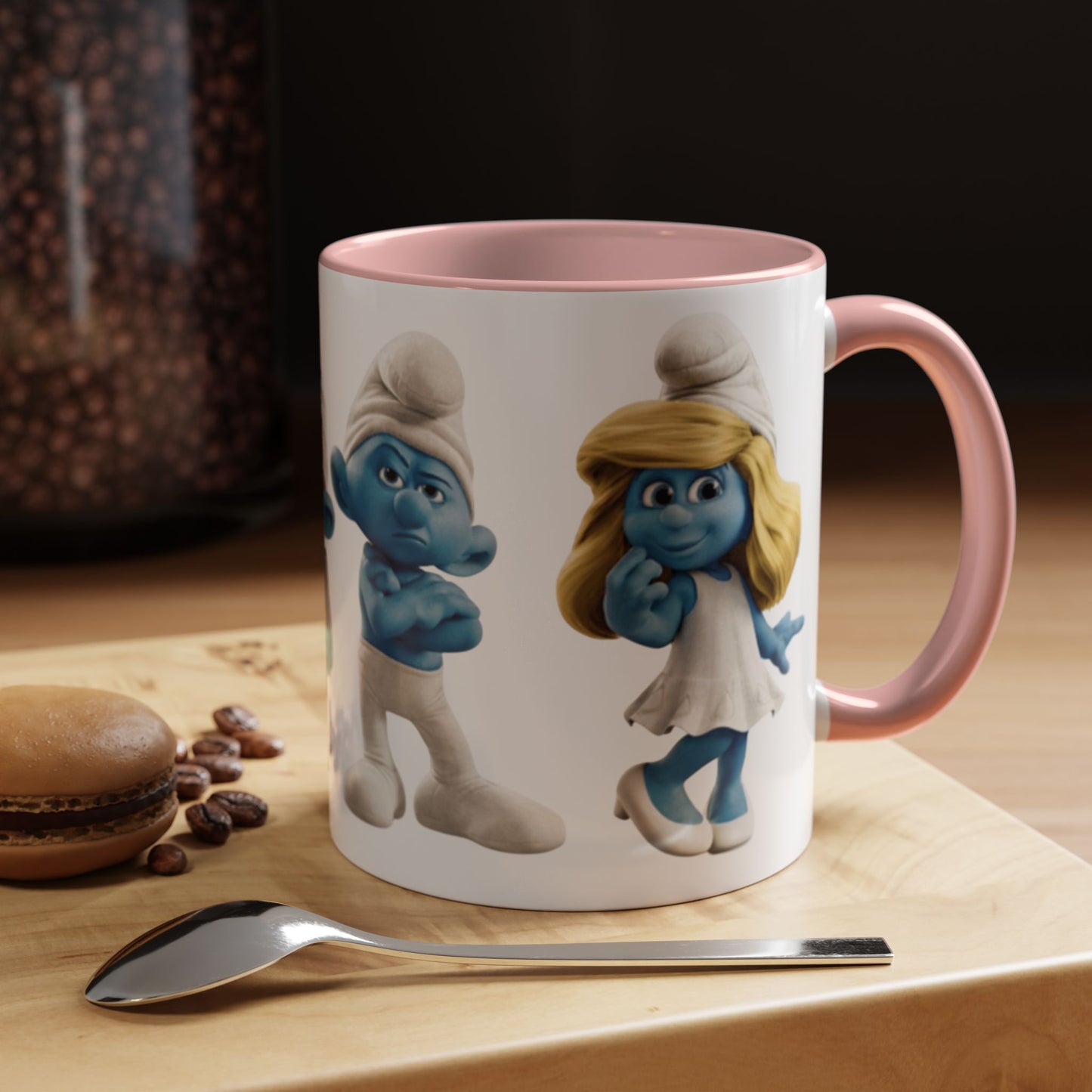 TAZZA PUFFI 3D - Smurf Characters Accent Coffee Mug (11/15oz) — Blue Cartoon Family Coffee Cup