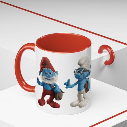 TAZZA PUFFI 3D - Smurf Characters Accent Coffee Mug (11/15oz) — Blue Cartoon Family Coffee Cup