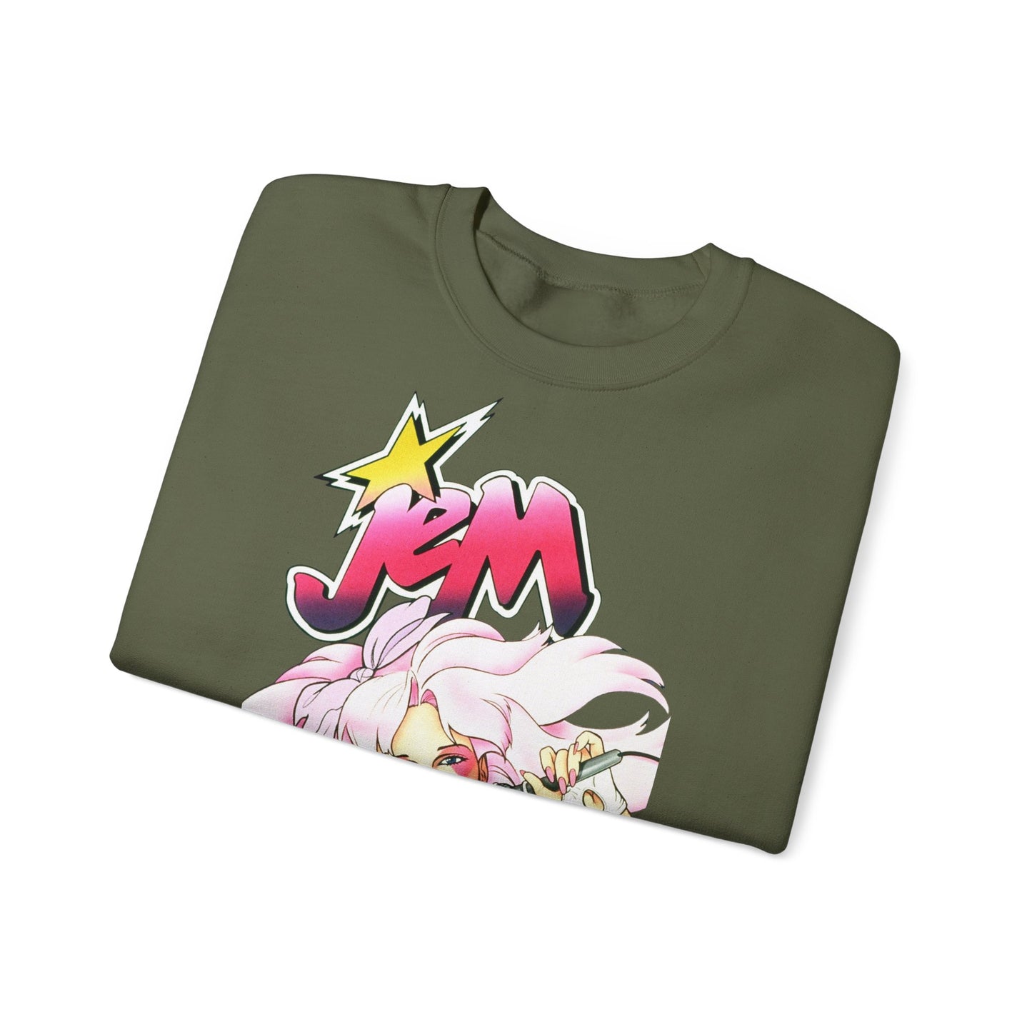 FELPA Jem & The Holograms Graphic Sweatshirt – Retro 80s Pink Cartoon Crewneck