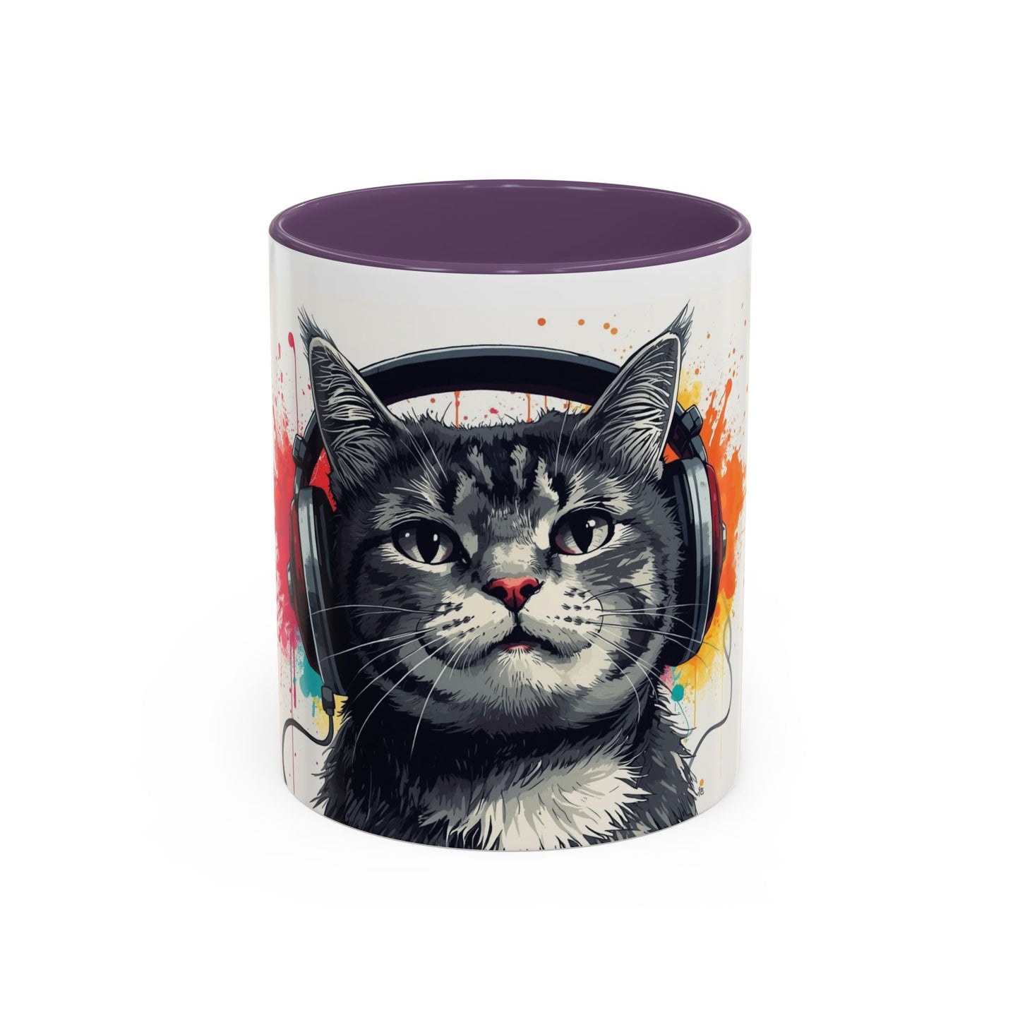 TAZZA Coffee Mug — Colorful Music Kitty Accent Mug (11/15oz)