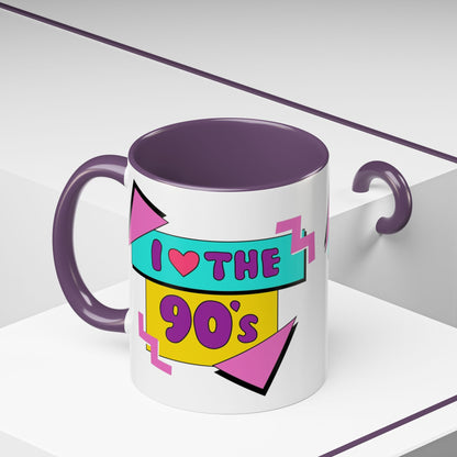 Tazza "I Love The 90s" Accent Coffee Mug — Retro 90s Nostalgia Ceramic Mug