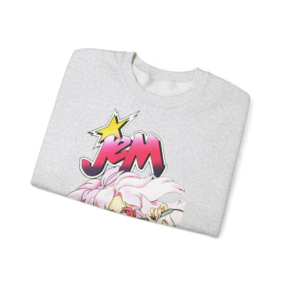FELPA Jem & The Holograms Graphic Sweatshirt – Retro 80s Pink Cartoon Crewneck