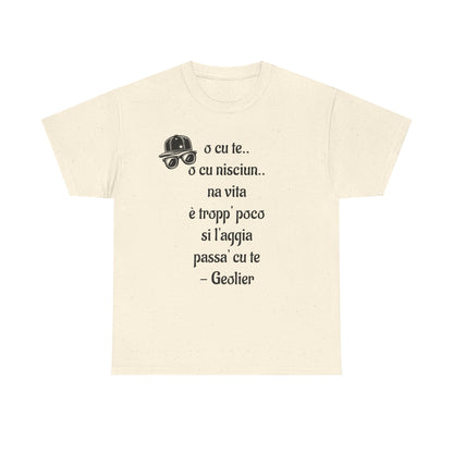 Maglietta unisex con citazione Geolier, maglietta ispiratrice, abbigliamento casual, regalo per gli amanti della musica, maglietta grafica alla moda