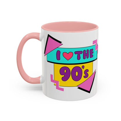 Tazza "I Love The 90s" Accent Coffee Mug — Retro 90s Nostalgia Ceramic Mug