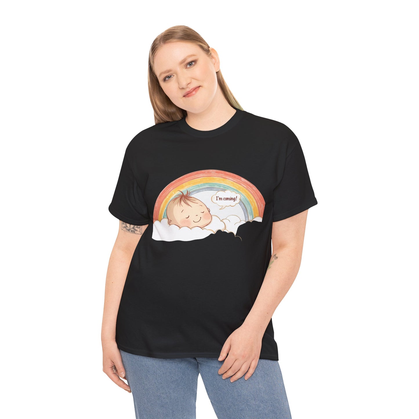 T-Shirt Premom Rainbow Baby I'M Coming