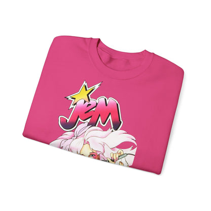 FELPA Jem & The Holograms Graphic Sweatshirt – Retro 80s Pink Cartoon Crewneck