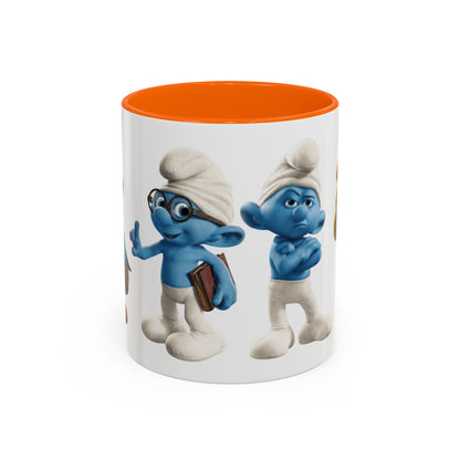 TAZZA PUFFI 3D - Smurf Characters Accent Coffee Mug (11/15oz) — Blue Cartoon Family Coffee Cup