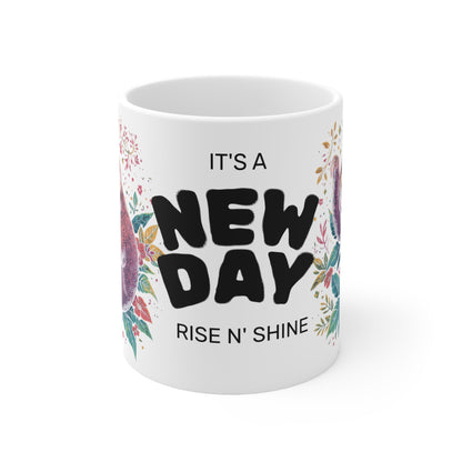 Tazza da caffè in ceramica con dolce bradipo | Tazza motivazionale per gli amanti del caffè, regalo per lei, arredamento per l'ufficio, nuovo giorno